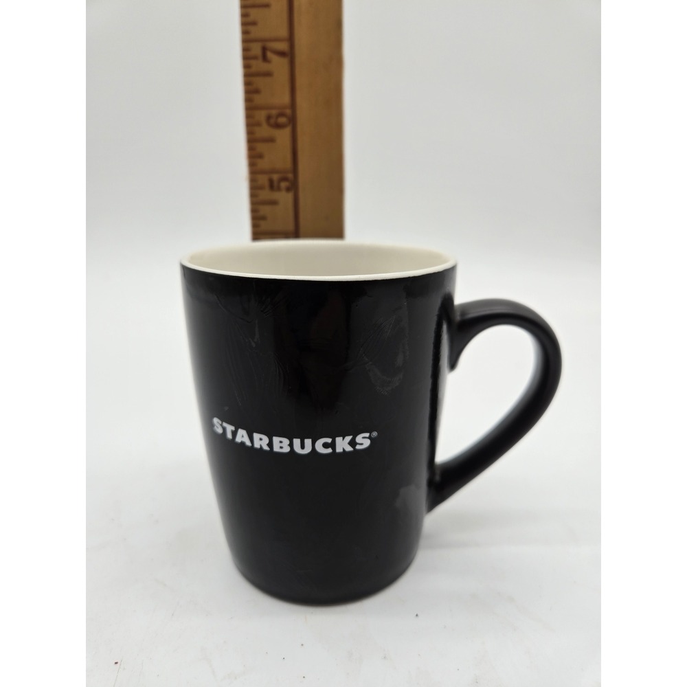 Starbucks Coffee Tea Mug Matte Black Floral Leaf Etched 10 FL OZ Ceramic 2020‎